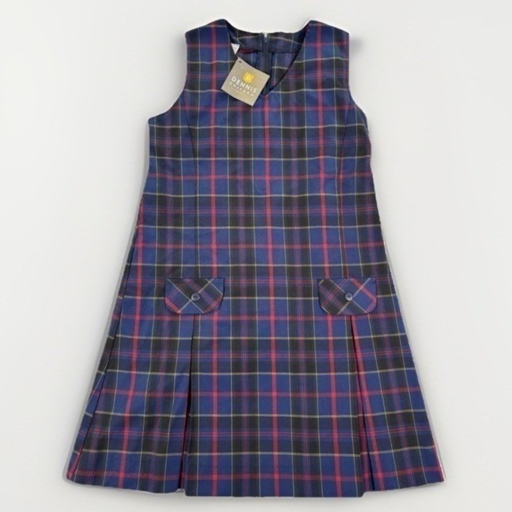 Dennis Uniform Plaid Jumper Dress Girls G14 Blue Red Wilson Plaid School Uniform